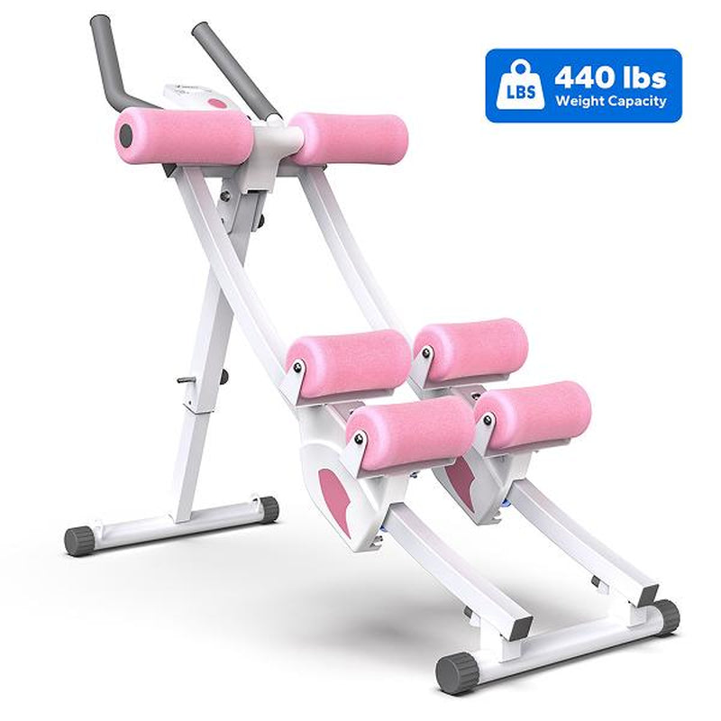 MERACH Dual Track Adjustable Ab Trainer Machine with LCD Monitor, Core & Waist Shaper at Home Gym for Women, Foldable Exercise Machine for Abs, Arm, Leg, Buttocks Shaper, Workout Equipment