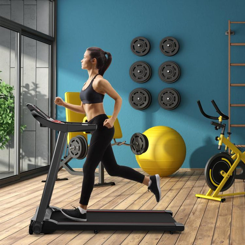 COSTWAY 7.5MPH Folding Treadmill, Portable Electric Superfit Treadmill W/APP Control, 12 Preset Programs, Blue Tooth Speaker, LED Display, Walking Running Machine for Home Office
