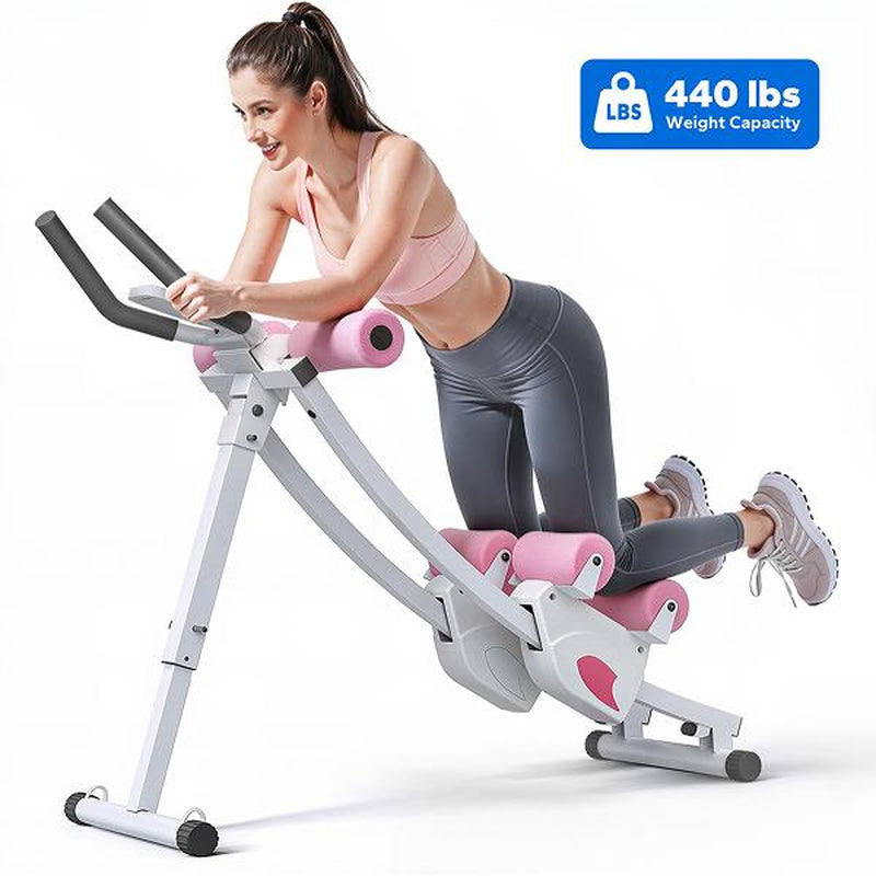 MERACH Dual Track Adjustable Ab Trainer Machine with LCD Monitor, Core & Waist Shaper at Home Gym for Women, Foldable Exercise Machine for Abs, Arm, Leg, Buttocks Shaper, Workout Equipment