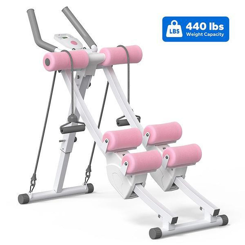 MERACH Dual Track Adjustable Ab Trainer Machine with LCD Monitor, Core & Waist Shaper at Home Gym for Women, Foldable Exercise Machine for Abs, Arm, Leg, Buttocks Shaper, Workout Equipment