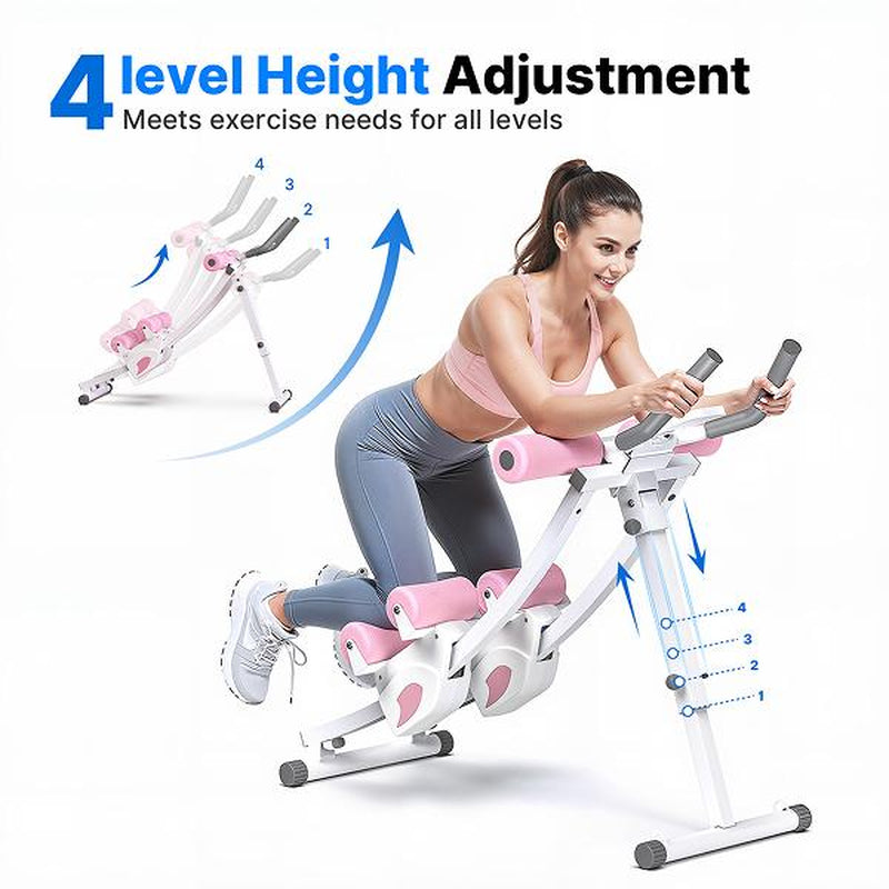 MERACH Dual Track Adjustable Ab Trainer Machine with LCD Monitor, Core & Waist Shaper at Home Gym for Women, Foldable Exercise Machine for Abs, Arm, Leg, Buttocks Shaper, Workout Equipment