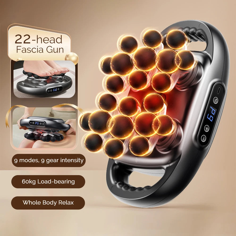 22-Head High-Frequency Vibration Massage Gun for Body, Back, Waist, Neck, and Shoulder Relief