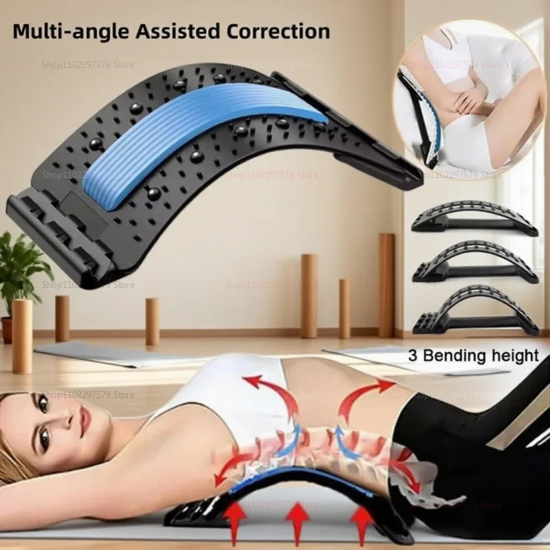 Lumbar Support and Relaxation Device - Fitness Massager for Spine Pain Relief and Stretching