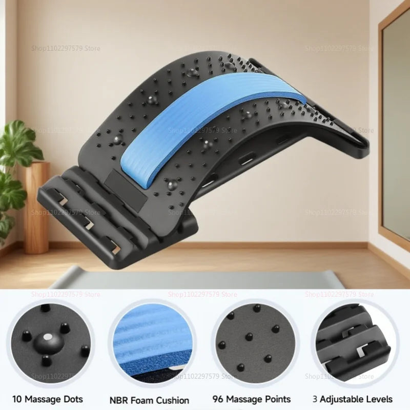 Lumbar Support and Relaxation Device - Fitness Massager for Spine Pain Relief and Stretching