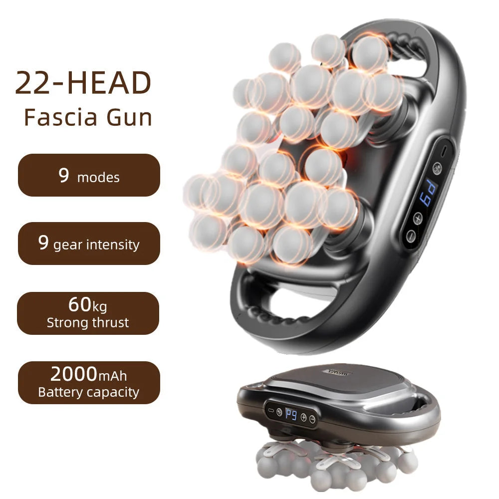 22-Head High-Frequency Vibration Massage Gun for Body, Back, Waist, Neck, and Shoulder Relief
