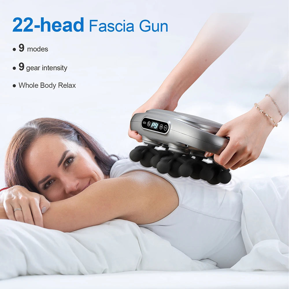22-Head High-Frequency Vibration Massage Gun for Body, Back, Waist, Neck, and Shoulder Relief