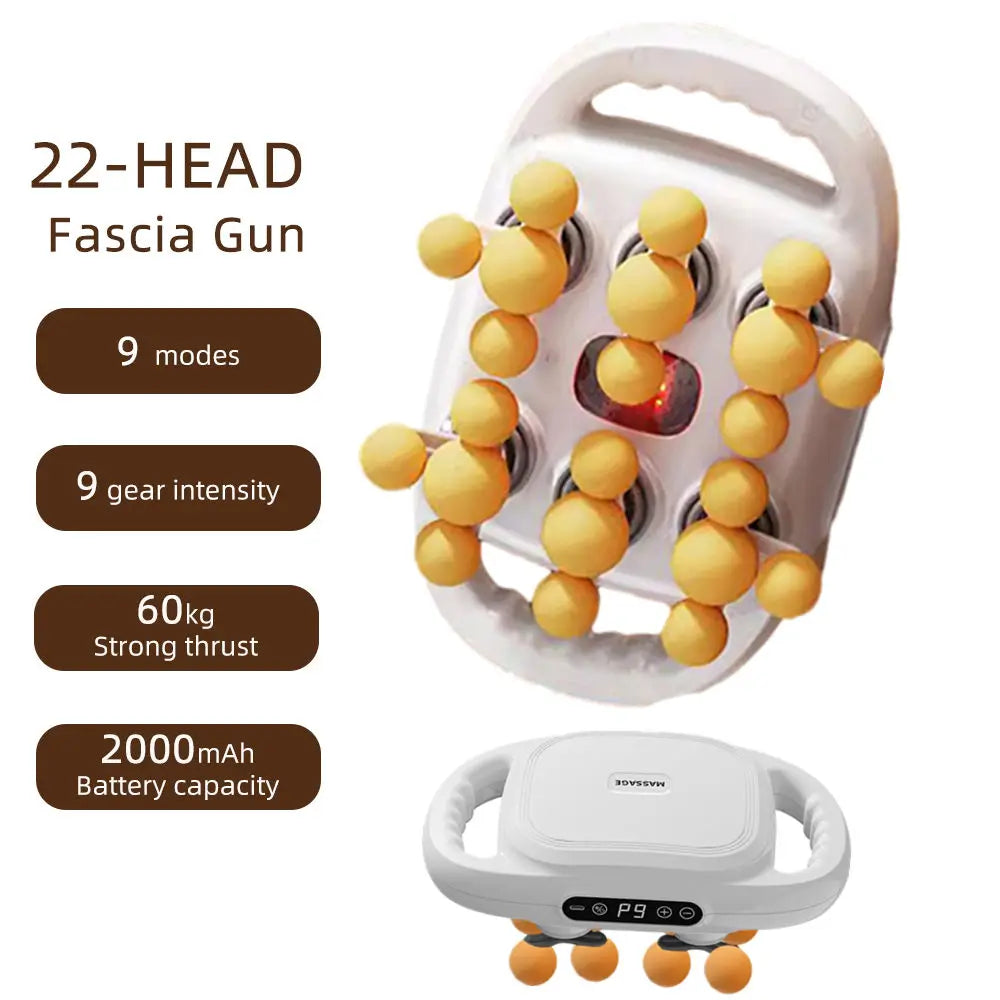 22-Head High-Frequency Vibration Massage Gun for Body, Back, Waist, Neck, and Shoulder Relief