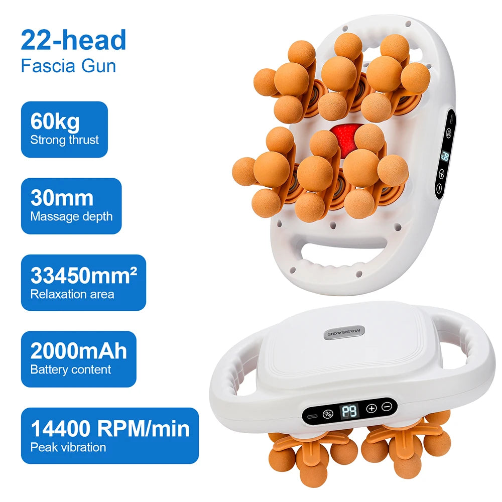 22-Head High-Frequency Vibration Massage Gun for Body, Back, Waist, Neck, and Shoulder Relief