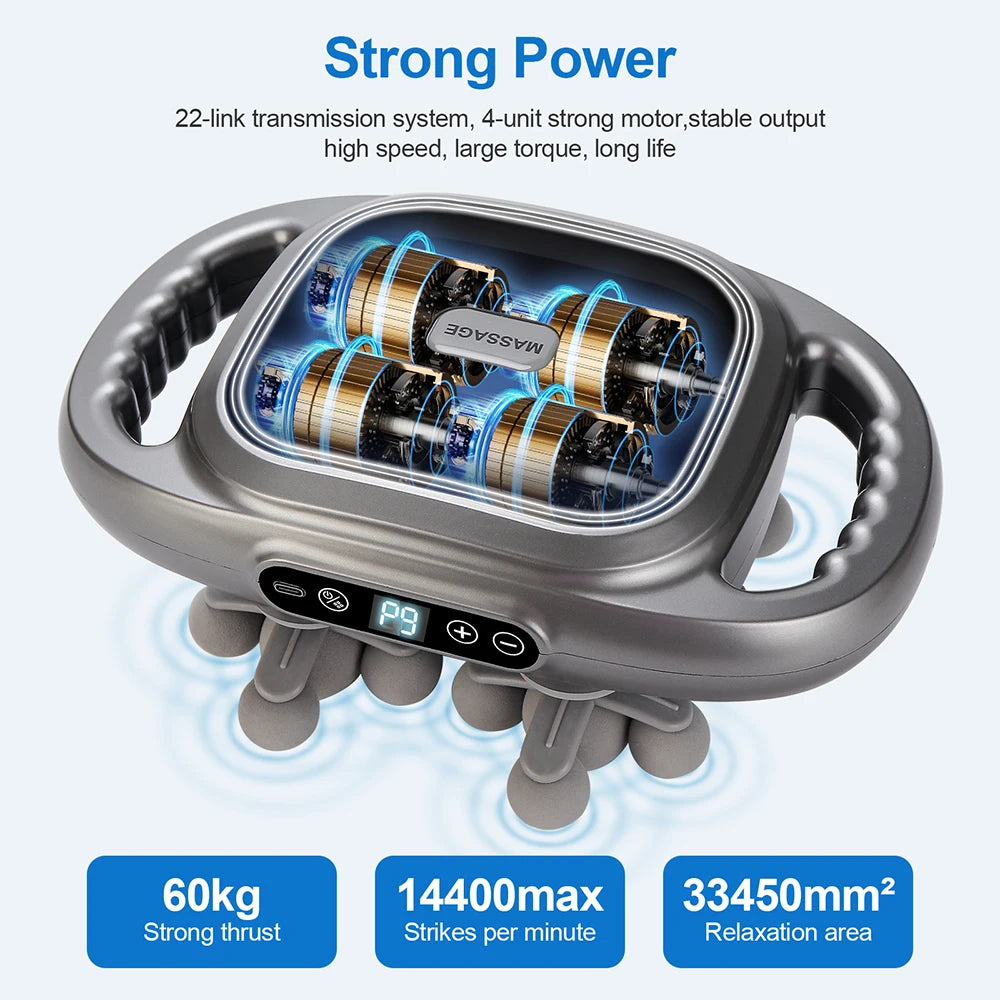 22-Head High-Frequency Vibration Massage Gun for Body, Back, Waist, Neck, and Shoulder Relief