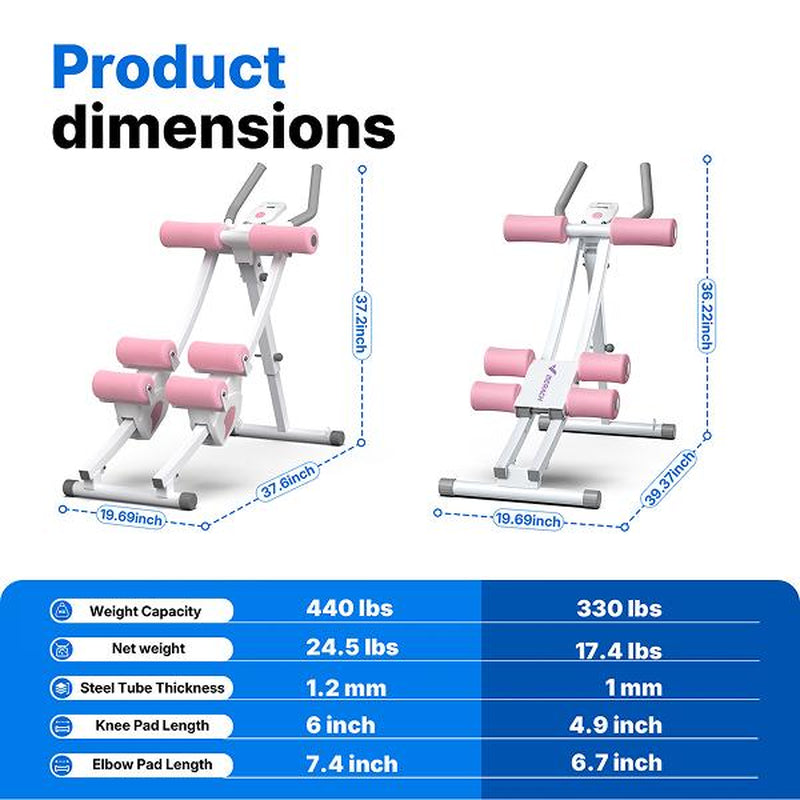 MERACH Dual Track Adjustable Ab Trainer Machine with LCD Monitor, Core & Waist Shaper at Home Gym for Women, Foldable Exercise Machine for Abs, Arm, Leg, Buttocks Shaper, Workout Equipment