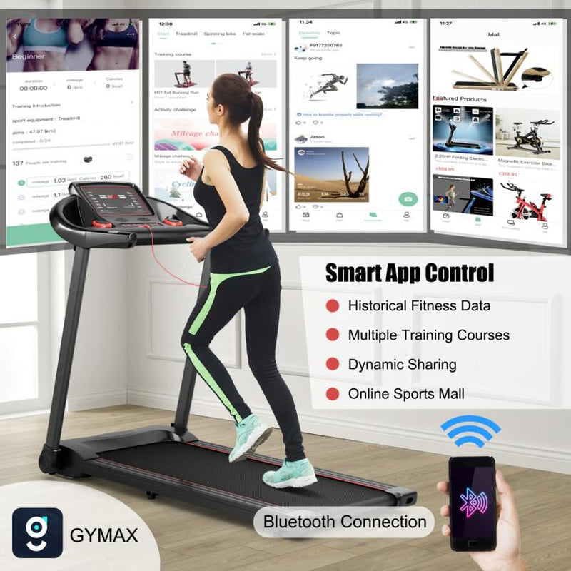COSTWAY 7.5MPH Folding Treadmill, Portable Electric Superfit Treadmill W/APP Control, 12 Preset Programs, Blue Tooth Speaker, LED Display, Walking Running Machine for Home Office