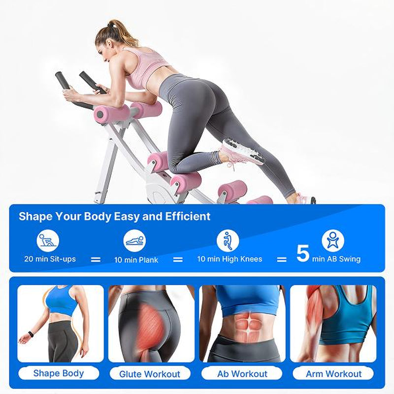 MERACH Dual Track Adjustable Ab Trainer Machine with LCD Monitor, Core & Waist Shaper at Home Gym for Women, Foldable Exercise Machine for Abs, Arm, Leg, Buttocks Shaper, Workout Equipment