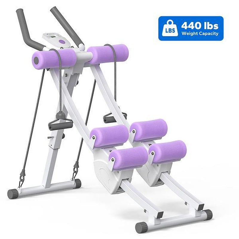 MERACH Dual Track Adjustable Ab Trainer Machine with LCD Monitor, Core & Waist Shaper at Home Gym for Women, Foldable Exercise Machine for Abs, Arm, Leg, Buttocks Shaper, Workout Equipment