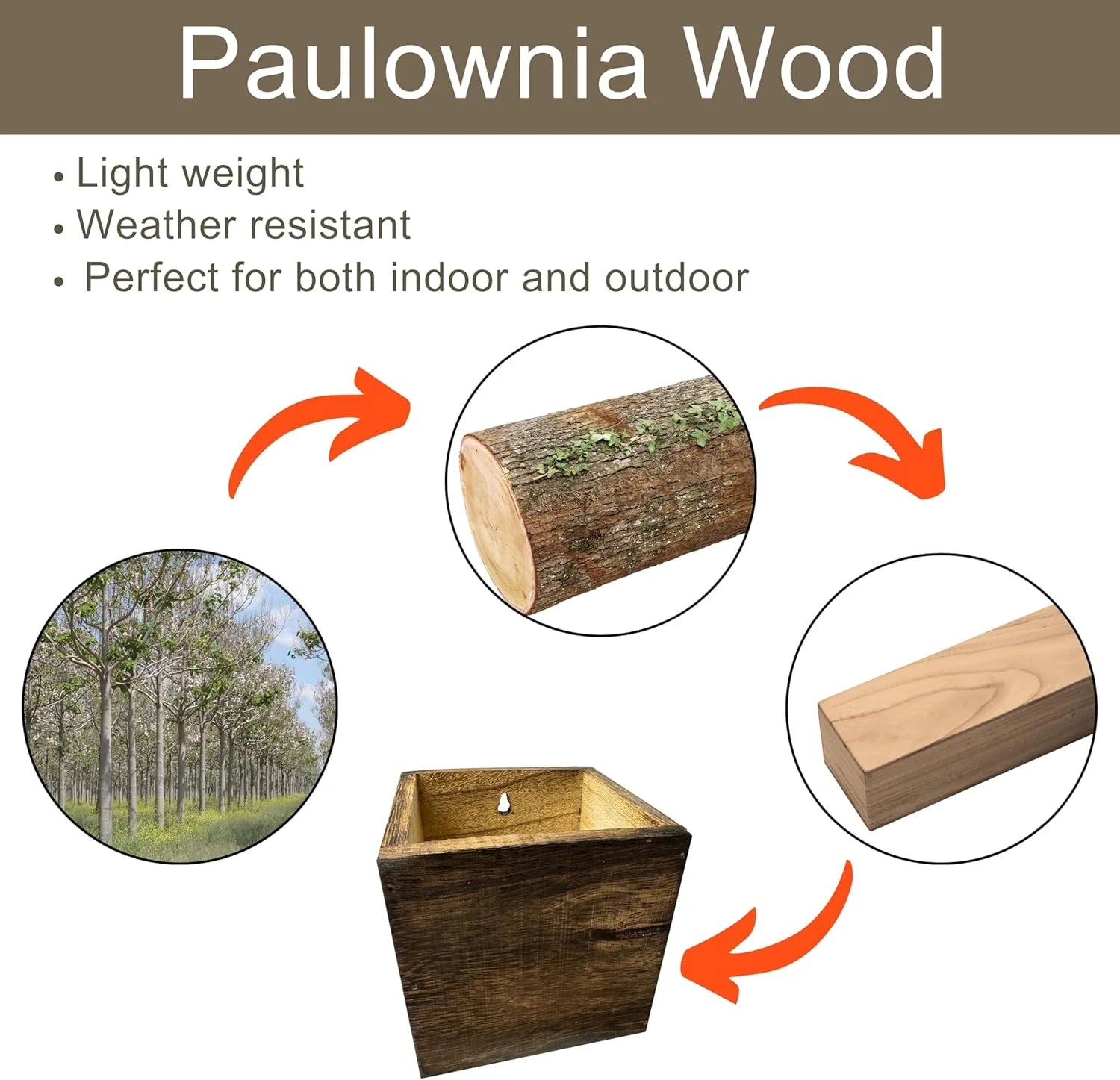 Wood Planter Box for Plants (6 Pack, 4X4 Inch) Small Square Wooden Wall Planters for Indoor Plant, Hanging Window Flower Boxes Herb Planter Table Centerpiece Modern Home Garden Office Decor