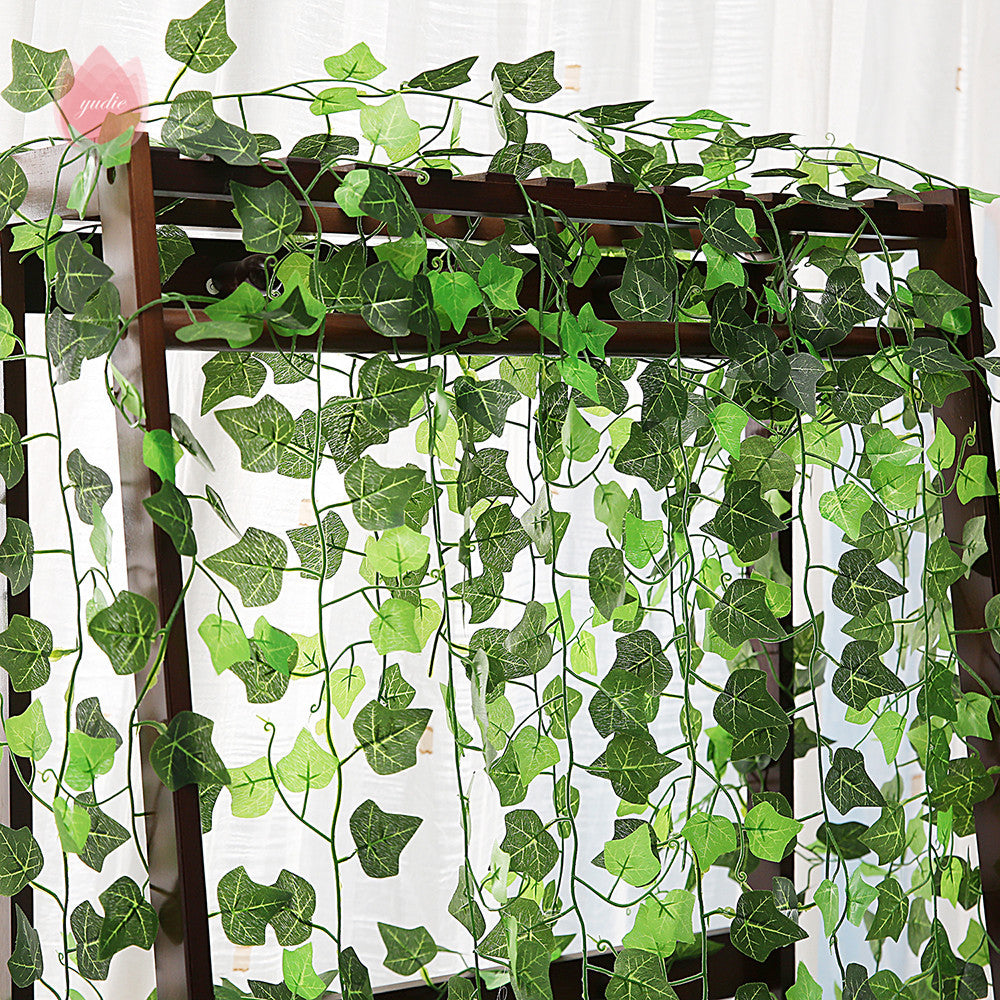 Green Silk Artificial Hanging Leaf Garland Plants