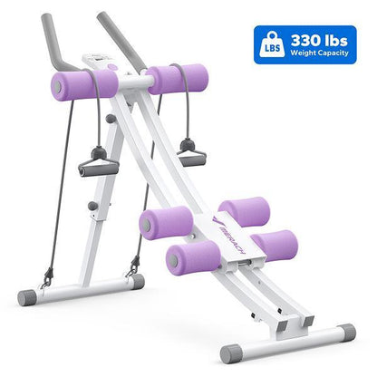 MERACH Dual Track Adjustable Ab Trainer Machine with LCD Monitor, Core & Waist Shaper at Home Gym for Women, Foldable Exercise Machine for Abs, Arm, Leg, Buttocks Shaper, Workout Equipment