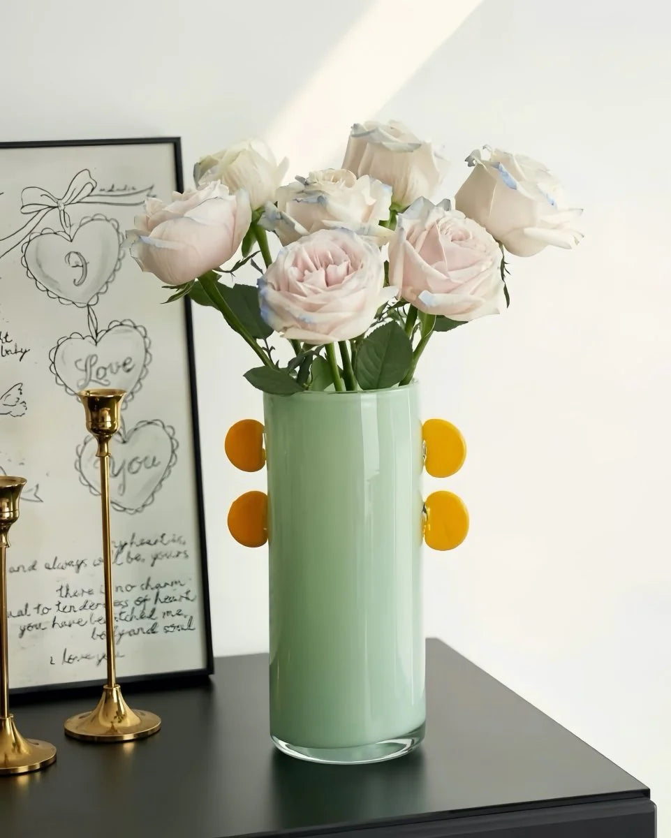 Handblown Whimsical Cylinder Vase - Eclectic Table Setting Centrepieces