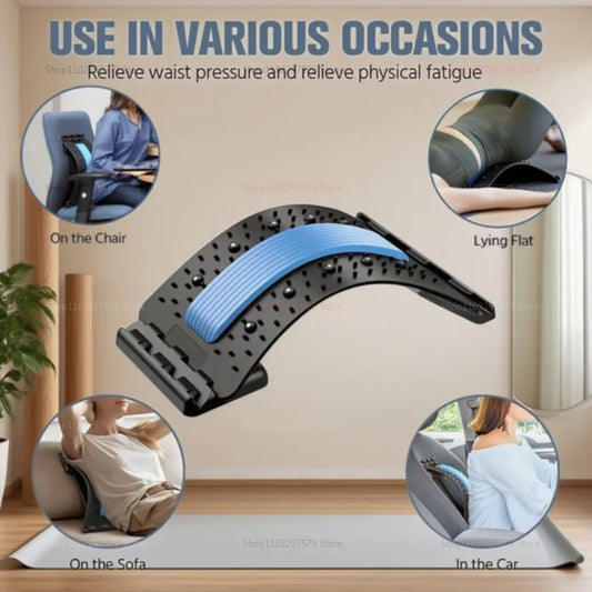 Lumbar Support and Relaxation Device - Fitness Massager for Spine Pain Relief and Stretching