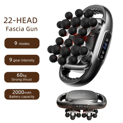 22-Head High-Frequency Vibration Massage Gun for Body, Back, Waist, Neck, and Shoulder Relief