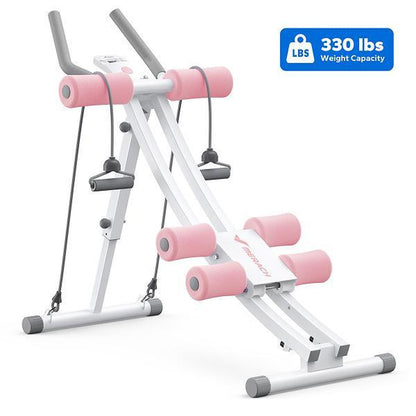 MERACH Dual Track Adjustable Ab Trainer Machine with LCD Monitor, Core & Waist Shaper at Home Gym for Women, Foldable Exercise Machine for Abs, Arm, Leg, Buttocks Shaper, Workout Equipment