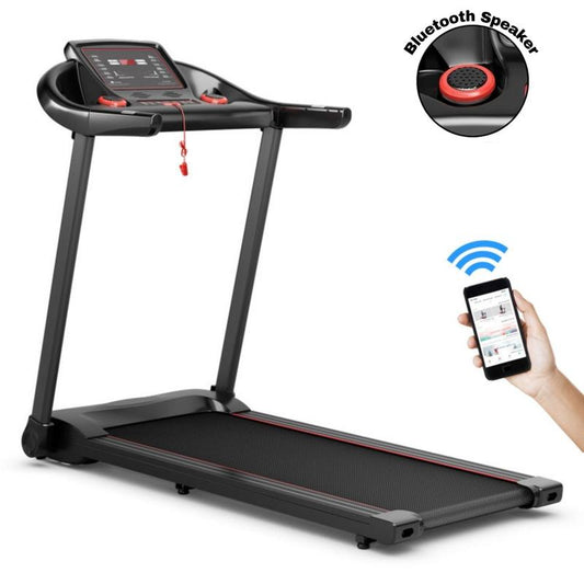 COSTWAY 7.5MPH Folding Treadmill, Portable Electric Superfit Treadmill W/APP Control, 12 Preset Programs, Blue Tooth Speaker, LED Display, Walking Running Machine for Home Office