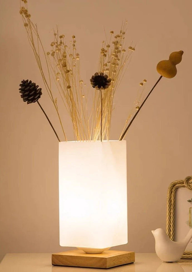 Dimmable Flower Vase beside Decorative Table Lamp for Rustic Home