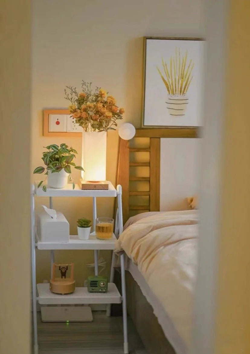 Dimmable Flower Vase beside Decorative Table Lamp for Rustic Home